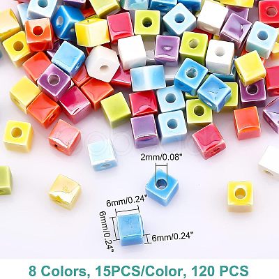 SUPERFINDINGS 120Pcs 8 Colors Handmade Porcelain Ceramic Beads PORC-FH0001-03-1