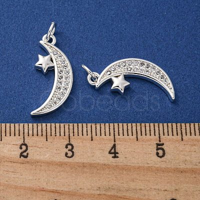 Rack Plating Brass Micro Pave Clear Cubic Zirconia Pendants KK-Q814-10S-1