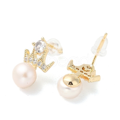 Natural Pearl Ear Studs EJEW-P285-05G-1