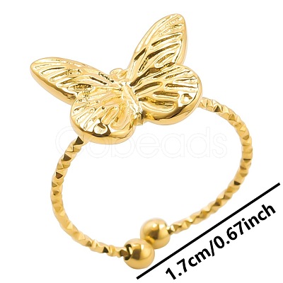 Stainless Steel Butterfly Cuff Ring for Unisex WJ8900-2-1