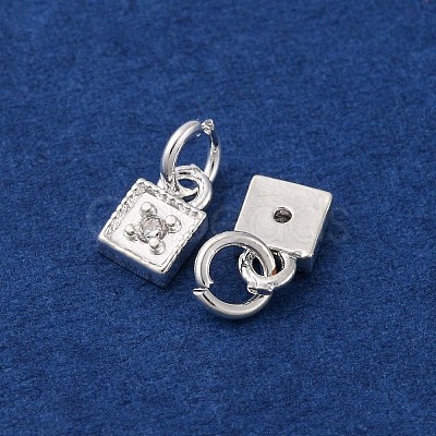 Brass Micro Pave Cubic Zirconia Charms KK-C071-12S-1