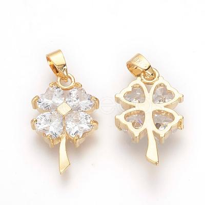 Brass Cubic Zirconia Pendants KK-R015-112G-1