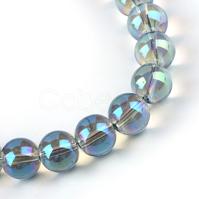 Electroplate Glass Beads Strands X-EGLA-Q062-8mm-A01-1