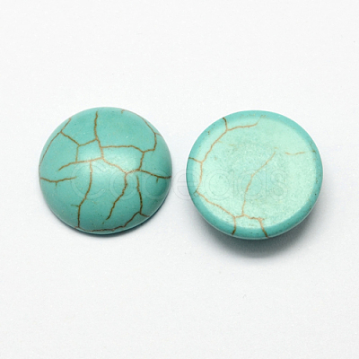 Craft Findings Dyed Synthetic Turquoise Flat Back Dome Cabochons X-TURQ-S266-18mm-01-1