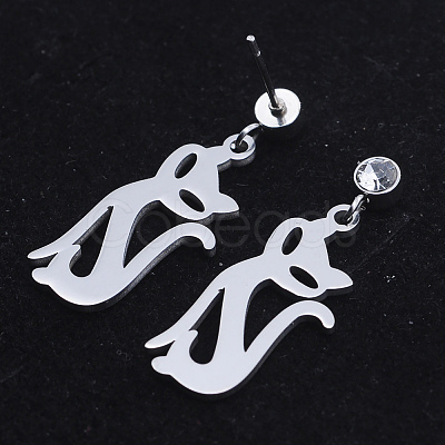 201 Stainless Steel Dangle Stud Earrings EJEW-T008-JN743-1