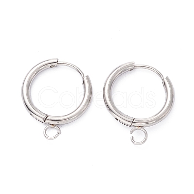 Tarnish Resistant 201 Stainless Steel Huggie Hoop Earring Findings STAS-P283-01R-P-1