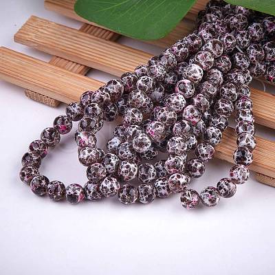 2 Strands Spray Painted Glass Beads Strands GLAA-SZ0001-40G-1