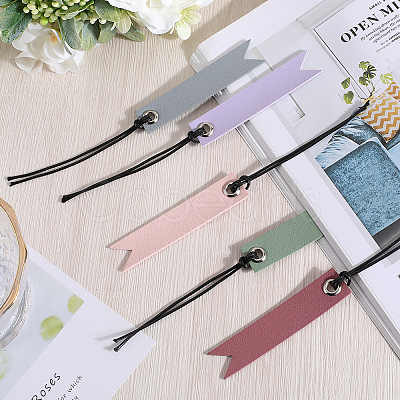 CRASPIRE 10Pcs 5 Colors Leather Bookmarks AJEW-CP0007-56-1