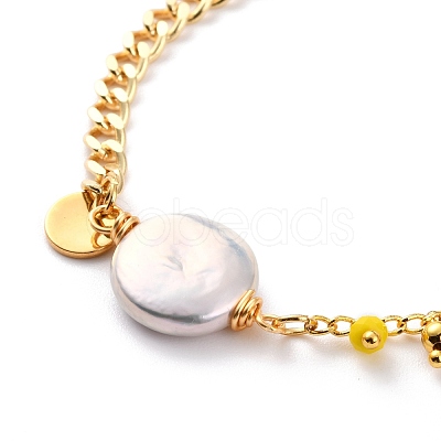 Natural Baroque Pearl Keshi Pearl Link Bracelets BJEW-JB05803-1