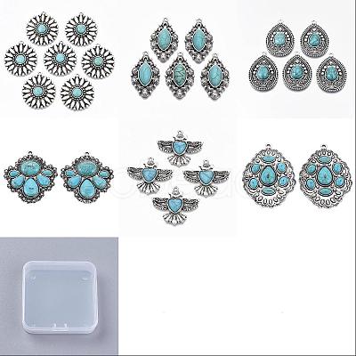 12Pcs 6 Style Tibetan Style Alloy Pendants FIND-SZ0002-37-1