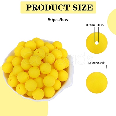 80Pcs Round Silicone Focal Beads SIL-SZ0001-24-11-1