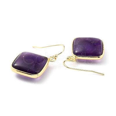 Natural Amethyst Dangle Earrings EJEW-J093-04-1