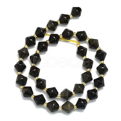 Natural Golden Sheen Obsidian Beads Strands G-I376-C18-01-1