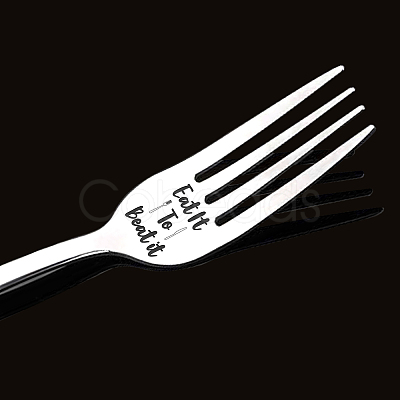 Word Pattern Stainless Steel Fork AJEW-WH0191-005-1