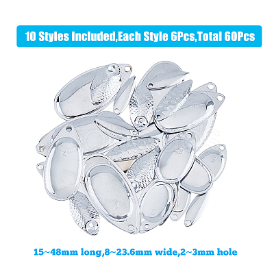 SUPERFINDINGS 60Pcs 10 Style Teardrop & Horse Eye & Oval Iron Fishing Lures DIY-FH0005-25-1