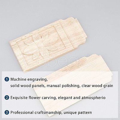 Natural Solid Wood Carved Onlay Applique Craft WOOD-FH0001-10-1