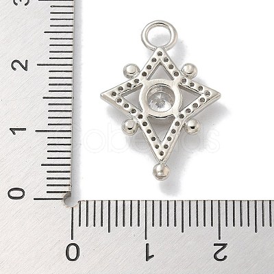 Rack Plating Brass Micro Pave Clear Cubic Zirconia Pendants KK-L224-008P-1