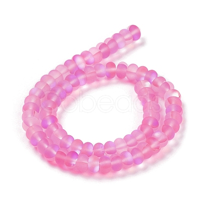 Frosted Transparent Glass Beads Strands FGLA-M002-01J-1