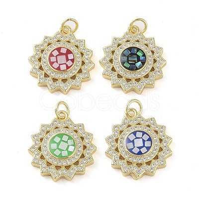 Brass Micro Pave Clear Cubic Zirconia Pendants KK-Q813-01G-1