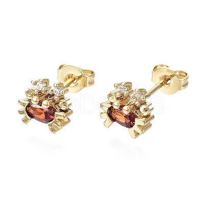 Brass Micro Pave Cubic Zirconia Stud Earrings X-EJEW-S210-008-NR-1