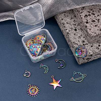 18Pcs 9 Style Rainbow Color Alloy Pendants FIND-LS0001-18MC-1