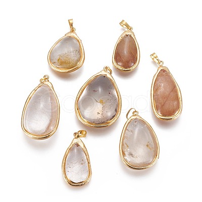 Natural Rutilated Quartz Pendants KK-F802-17-1