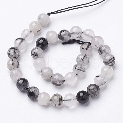 Natural Black Rutilated Quartz Beads Strands X-G-D295-6mm-1