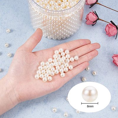 ABS Plastic Imitation Pearl Round Beads PH-MACR-F033-8mm-22-1