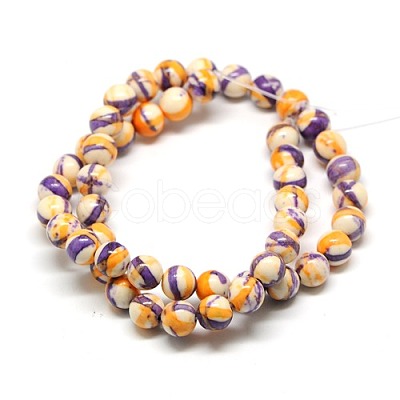 Dyed Round Synthetic Gemstone Ocean White Jade Beads Strands X-G-F085-10mm-04-1