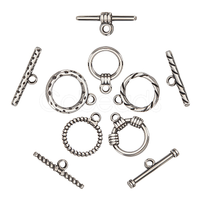 DICOSMETIC 5 Sets 5 Style  304 Stainless Steel Toggle Clasps STAS-DC0008-15-1