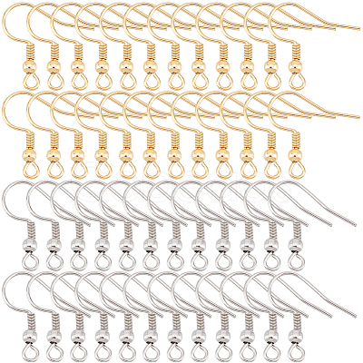 SOFPLATE 300Pcs 2 Style 304 Stainless Steel Earring Hooks STAS-SP0001-39-1