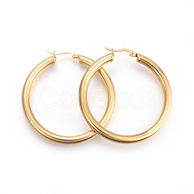 201 Stainless Steel Big Hoop Earrings X-EJEW-A052-19F-G-1