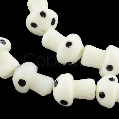 Mushroom Handmade Lampwork Beads Strands X-LAMP-R116-18-1