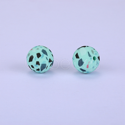 Printed Round Silicone Focal Beads SI-JX0056A-21-1