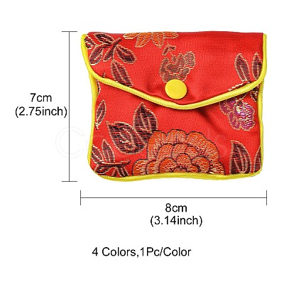 Rectangle Floral Embroidery Cloth Zipper Pouches ABAG-YW0001-03A-1