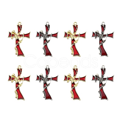 10Pcs 2 Colors Alloy Enamel Pendants ENAM-CJ0002-15-1