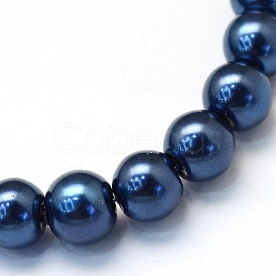 Baking Painted Pearlized Glass Pearl Round Bead Strands HY-Q330-8mm-15-1