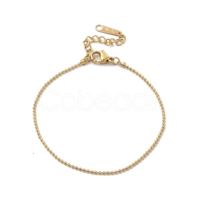 Ion Plating(IP) 304 Stainless Steel Ball Chain Bracelet for Women BJEW-G667-10G-1