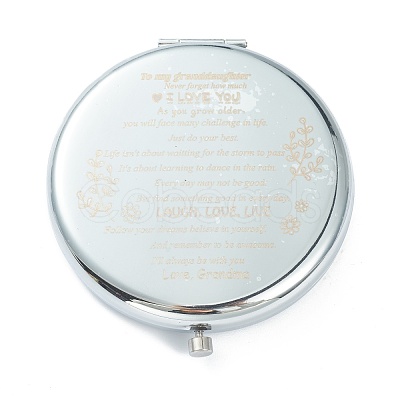 Tarnish Resistant (Defective Closeout Sale: Alphabet Misprint) Stainless Steel Base Portable Makeup Compact Mirrors STAS-XCP0001-36-1