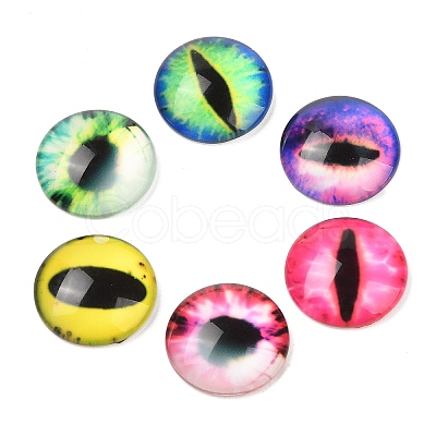 Half Round/Dome Dragon Eye Printed Glass Cabochons X-GGLA-A002-20mm-AB-1