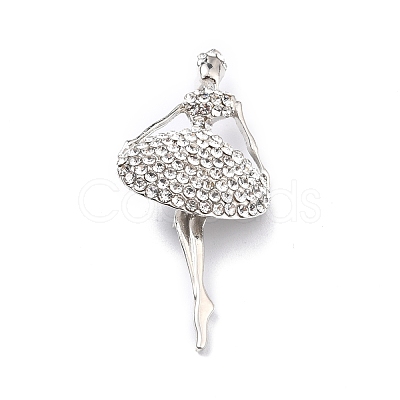 Crystal Rhinestone Ballerina Brooch JEWB-O010-03-1