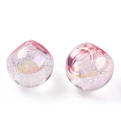 UV Plating Rainbow Iridescent Acrylic Beads X-OACR-G012-04D-1