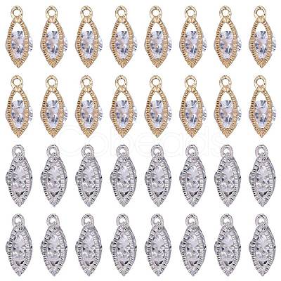 40Pcs 2 Colors Alloy Cubic Zirconia Pendants JX645A-1