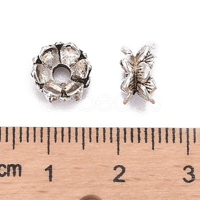 Buddhist Jewelry Findings Tibetan Style Lotus Double Sided Bead Caps X-PALLOY-O042-03-1