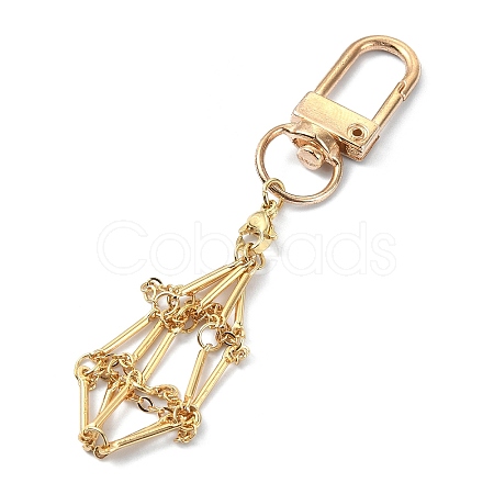 Brass Braided Macrame Pouch Empty Stone Holder for Keychain KEYC-TA00021-04-1