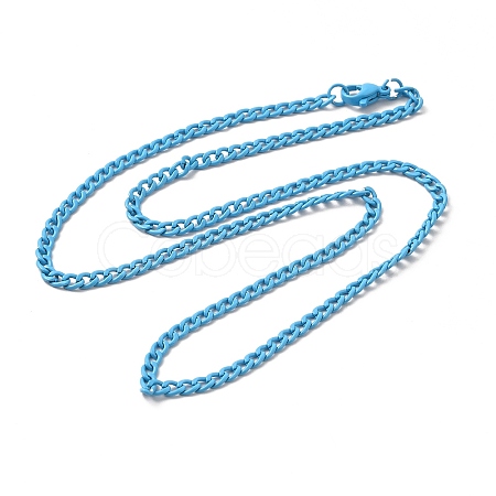 Spray Painted 201 Stainless Steel Curb Chain Necklaces NJEW-R258-01D-1