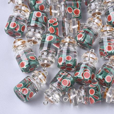 Glass Bottle Pendants GLAA-T001-04F-1