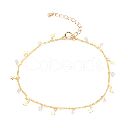 Brass Curb Chains Anklets AJEW-AN00357-1