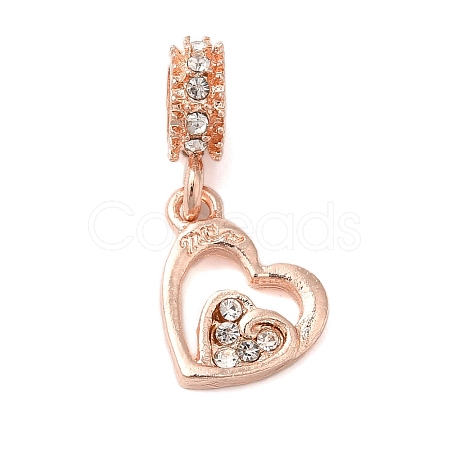 Rack Plating Alloy Crystal Rhinestone European Dangle Charms PALLOY-S189-37RG-1