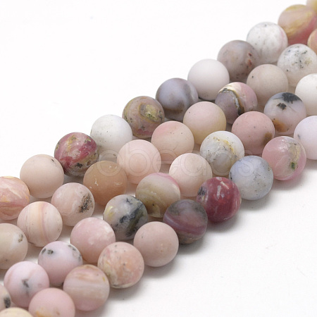 Natural Pink Opal Beads Strands G-R446-6mm-38-1